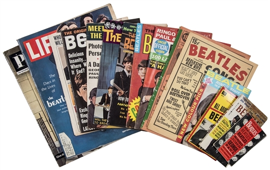 Lot of (15) 1960s Magazines & Printed Publications Featuring The Beatles